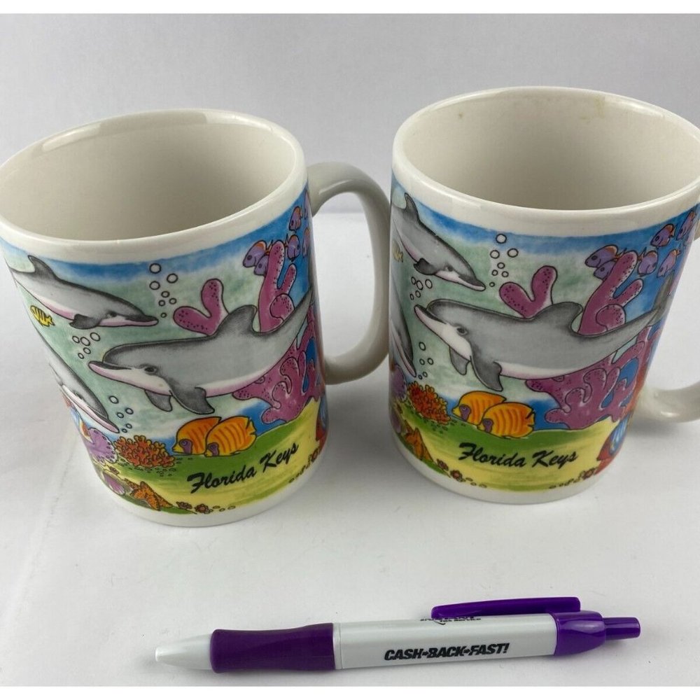 Lot Of 2 Florida Keys Coffee Tea Cups Mugs American Gift Collector Series